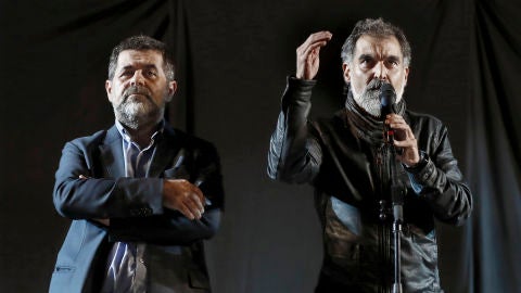 El expresidente de la Asamblea Nacional Catalana, Jordi S&aacute;nchez y el presidente de Omnium Cultural, Jordi Cuixart