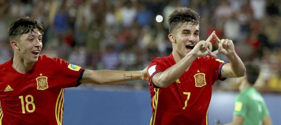 El sub-17 Ferrán Torres celebra un gol El sub-17 Ferrán Torres celebra un gol