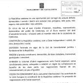 Documento de la propuesta de Junts pel Sí en el Parlament catalán