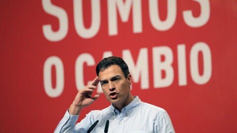 Pedro S&aacute;nchez, durante su intervenci&oacute;n