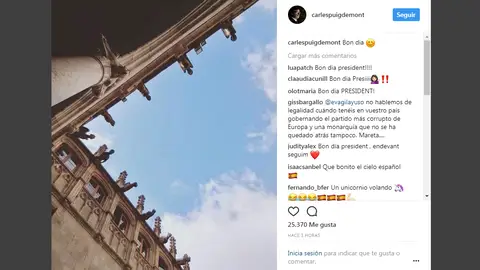 Foto de Puigdemont en Instagram Foto de Puigdemont en Instagram
