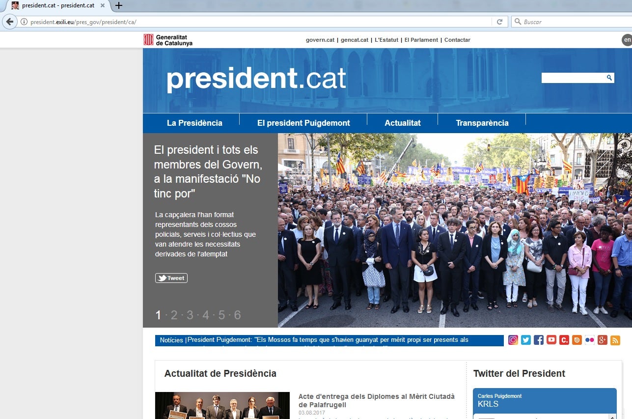 Puigdemont reabre su web como 'president' con un dominio que hace referencia a su 'exilio' en Bruselas Puigdemont reabre su web como 'president' con un dominio que hace referencia a su 'exilio' en Bruselas
