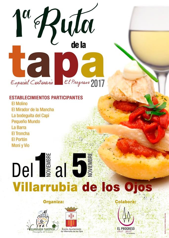 Del 1 al 5 de Noviembre se celebra en Villarrubia de los Ojos, la ruta de la Tapa Del 1 al 5 de Noviembre se celebra en Villarrubia de los Ojos, la ruta de la Tapa