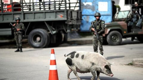 Militares vigilan durante un operativo contra el narcotr&aacute;fico en Brasil. 