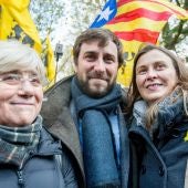 Los tres exconsejeros de la Generalitat de Cataluña Toni Comín, Clara Ponsatí y Meritxell Serret 