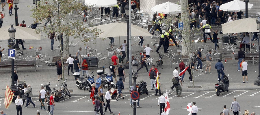 Pelea entre ultras el pasado 12 de octubre en Barcelona Pelea entre ultras el pasado 12 de octubre en Barcelona