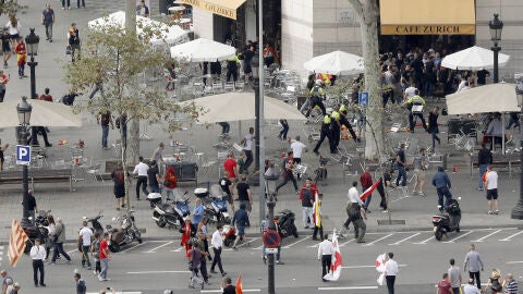 Pelea entre ultras el pasado 12 de octubre en Barcelona