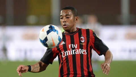 Robinho, en un partido en su etapa con el Milan