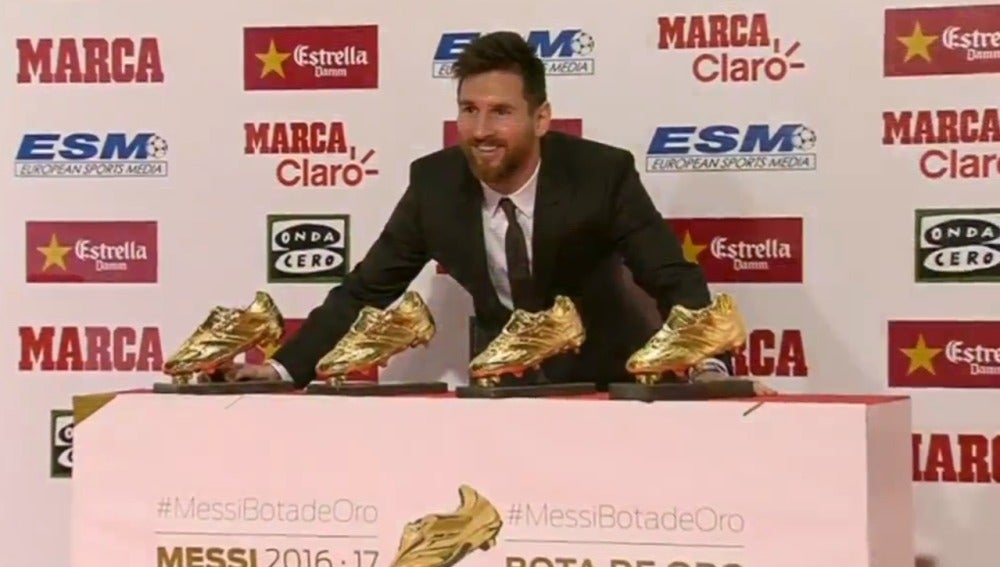 Messi, con sus cuatro Botas de Oro