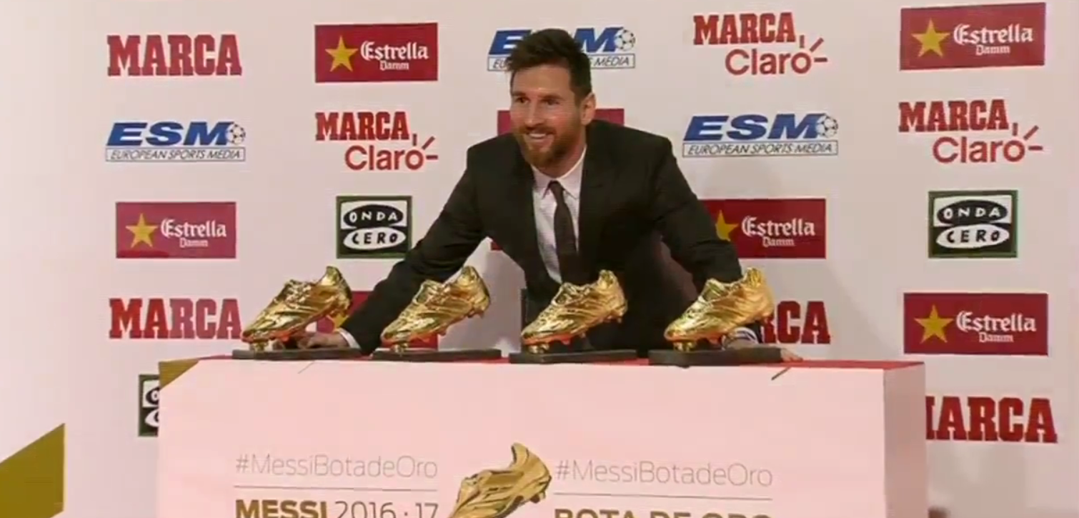 Messi recibe su cuarta Bota de Oro: "He crecido dentro y fuera del campo" Messi recibe su cuarta Bota de Oro: "He crecido dentro y fuera del campo"