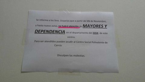 Cartel que hay en el centro social de Altabix