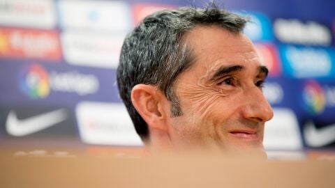 Ernesto Valverde, durante la rueda de prensa