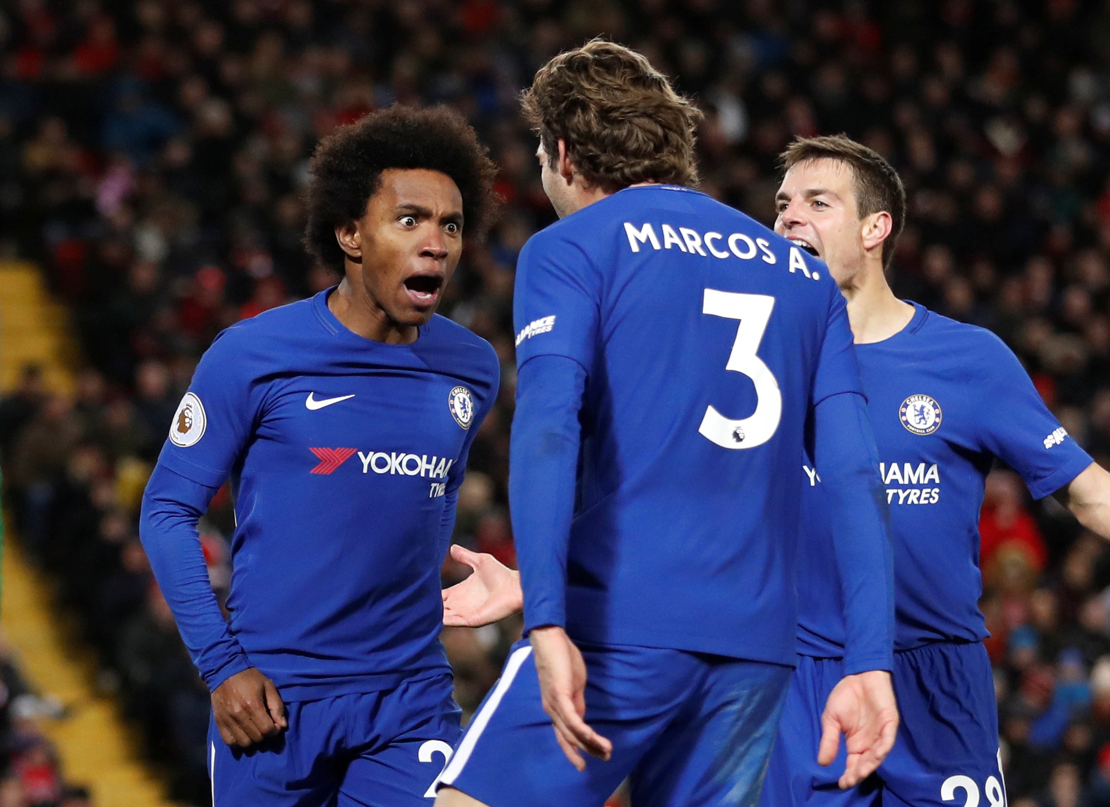 Una genialidad de Willian rescata un punto para el Chelsea en Anfield Una genialidad de Willian rescata un punto para el Chelsea en Anfield