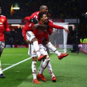 Los jugadores del United celebran un gol ante el Watford