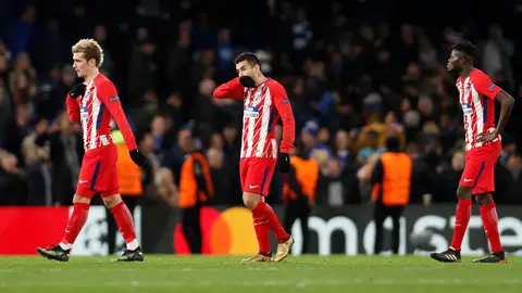 Los jugadores del Atlético de Madrid, tras caer eliminados en la Champions Los jugadores del Atlético de Madrid, tras caer eliminados en la Champions
