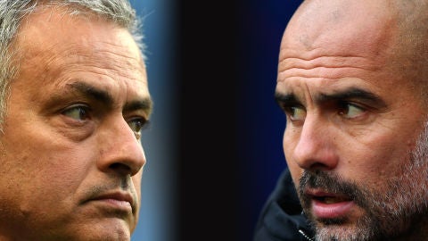Mourinho y Guardiola, frente a frente en el derbi de Manchester
