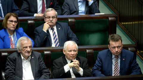 El l&iacute;der de l&iacute;der del partido Ley y Justicia, Jaroslaw Kaczynski, en Varsovia (Polonia)