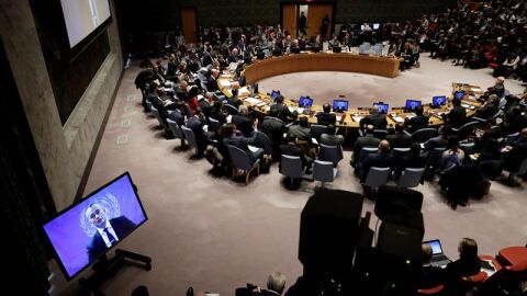 El coordinador especial de la ONU, Nikolay Mladenov, durante la reuni&oacute;n del Consejo de la ONU en Nueva York