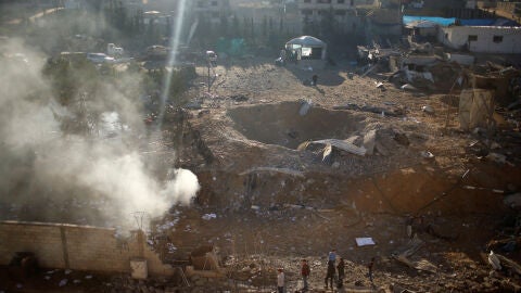 Efectos del bombardeo de la aviaci&oacute;n israel&iacute; sobre Gaza