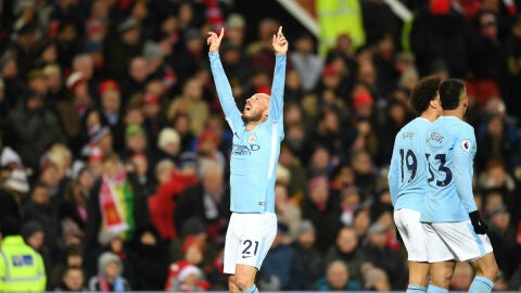 David Silva celebra un gol