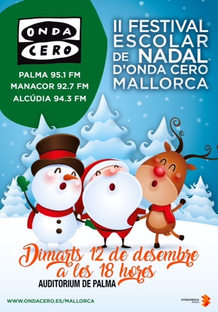 Hoy se celebra la segunda edición del Festival escolar de Navidad que organiza ONDA CERO Mallorca Hoy se celebra la segunda edición del Festival escolar de Navidad que organiza ONDA CERO Mallorca