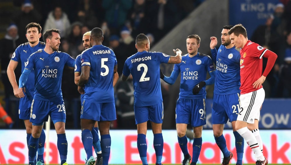 El Leicester celebra un gol