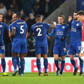 El Leicester celebra un gol