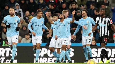 Sterling celebra su gol ante el Newcastle