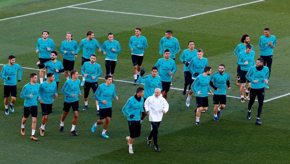 El Real Madrid durante el entrenamiento