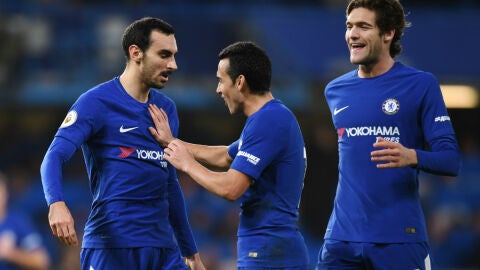 Pedro celebra un gol con el Chelsea