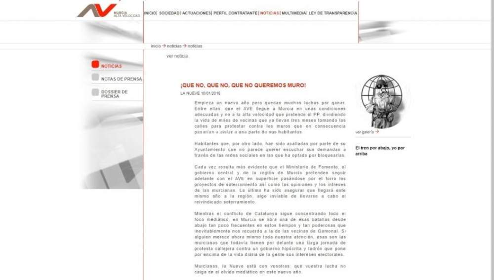 Imagen hackeo web Sociedad Murcia Alta Velocidad
