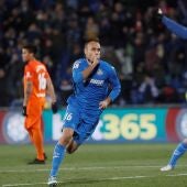 Juan Cala celebra su gol ante el Málaga