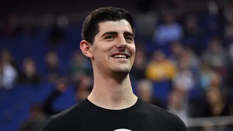 Courtois, sonriente durante el Celtics-Sixers Courtois, sonriente durante el Celtics-Sixers