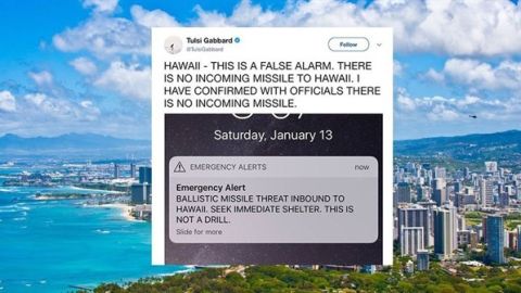Alerta enviada por las autoridades de Haw&aacute;i