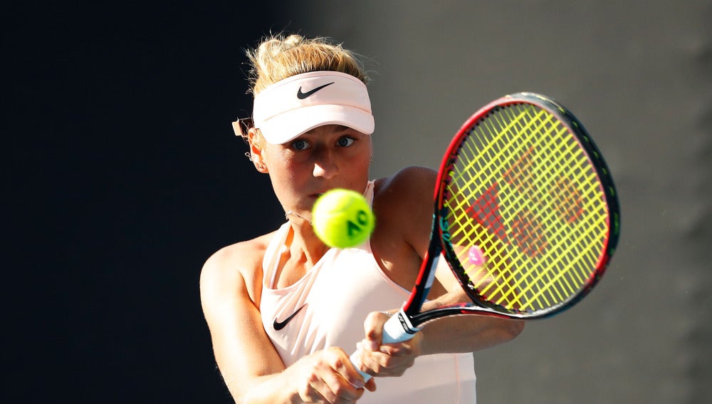Marta Kostyuk, durante su debut en el Open de Australia