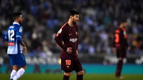 Messi, cabizbajo en el partido ante el Espanyol Messi, cabizbajo en el partido ante el Espanyol