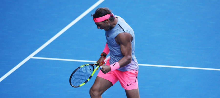 Rafa Nadal celebra un punto ganado ante Mayer Rafa Nadal celebra un punto ganado ante Mayer