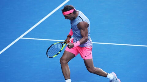 Rafa Nadal celebra un punto ganado ante Mayer