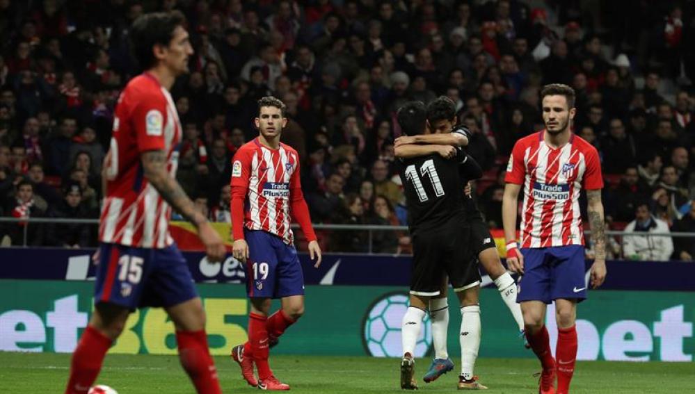 Jesús Navas celebra su gol en el Wanda.