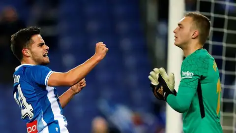 Óscar Melendo celebra su ante el Barcelona Óscar Melendo celebra su ante el Barcelona