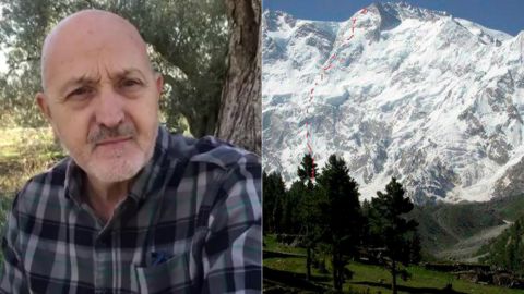 Sebasti&aacute;n &Aacute;lvaro, con una vista general Nanga Parbat