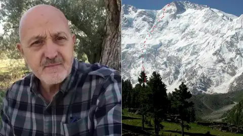 Sebastián Álvaro, con una vista general Nanga Parbat Sebastián Álvaro, con una vista general Nanga Parbat