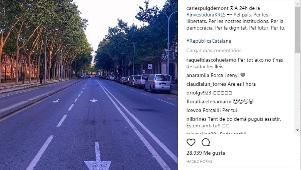 Fotografía de Barcelona colgada en Instagram por Carles Puigdemont