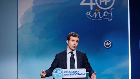 Pablo Casado en rueda de prensa