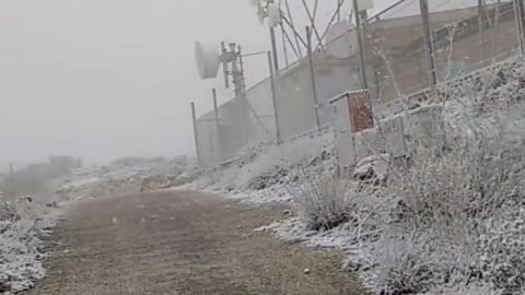 Zona de la cumbre de La Vella en Crevillent nevada
