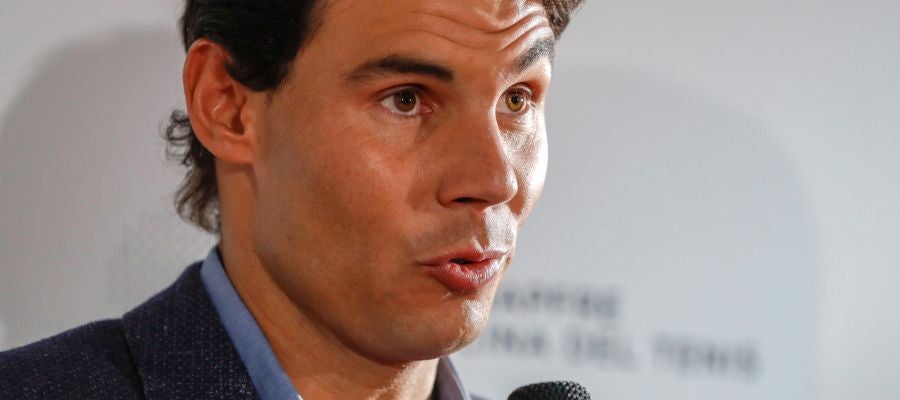 Nadal, durante su intervención en la inauguración de la Clínica Mapfre de Medicina del tenis en Madrid Nadal, durante su intervención en la inauguración de la Clínica Mapfre de Medicina del tenis en Madrid