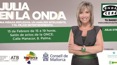 El jueves 15 de febrero hacemos JULIA EN LA ONDA desde el sal&oacute;n de actos de la Once en Palma.