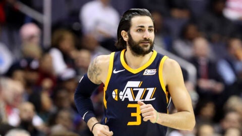 Ricky Rubio, durante un partido de los Jazz