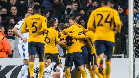 Los jugadores del Atl&eacute;tico celebran un gol ante el Copenhague