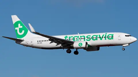 Un avión de la compañía Transavia Airlines con la que llegarán los primeros turistas europeos Transavia Airlines